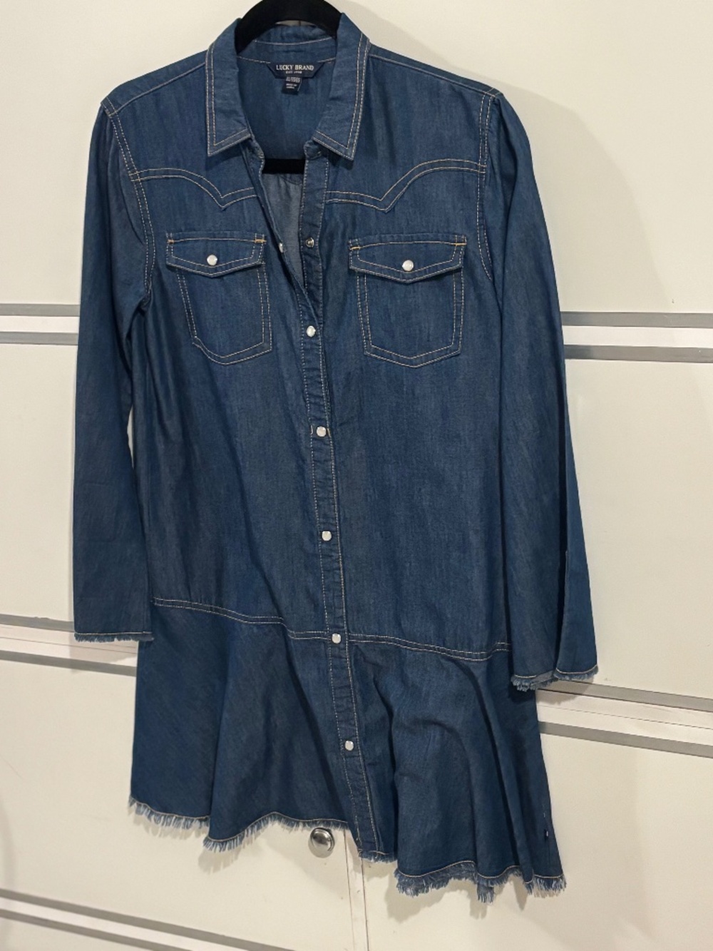 Lucky Brand Denim Shirt Dress Chambray Sz Xlarge